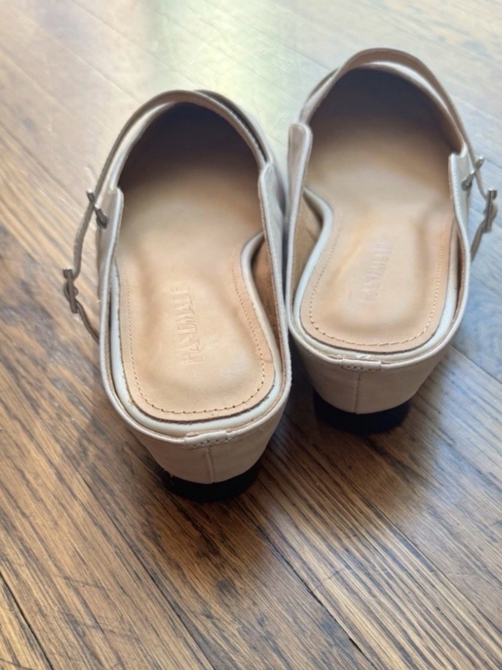Handmade Cream Mary Jane Mules with Strap Size 8.5 - Picture 4 of 6